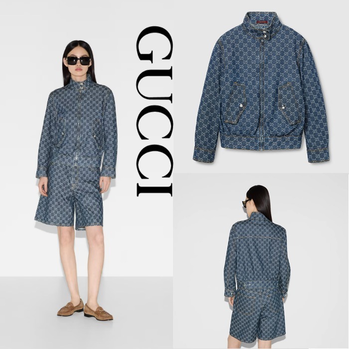 日本未入荷【GUCCI】GG デニム ジャカード ジャケット、ブルー