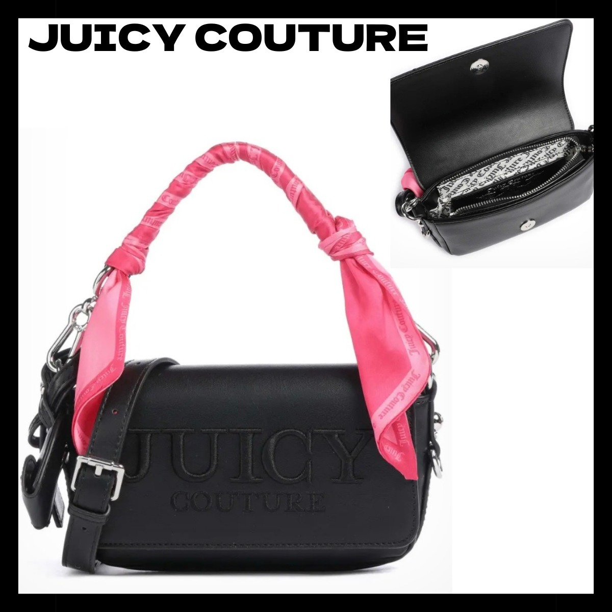2WAY【JUICY COUTURE】Gabrielle ロゴ クロスボディ バッグ 黒