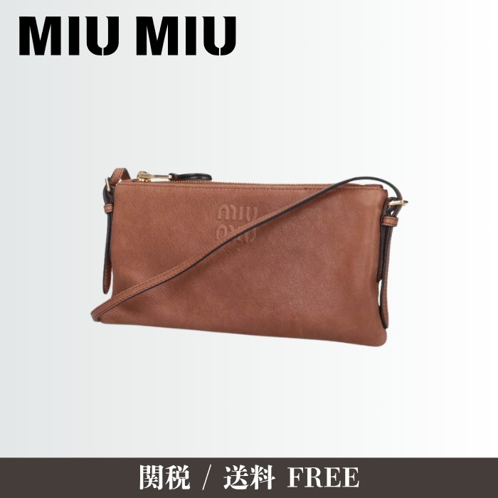 【話題】MIU MIU ミュウミュウ ナッパレザー ロゴ ミニ ポーチ