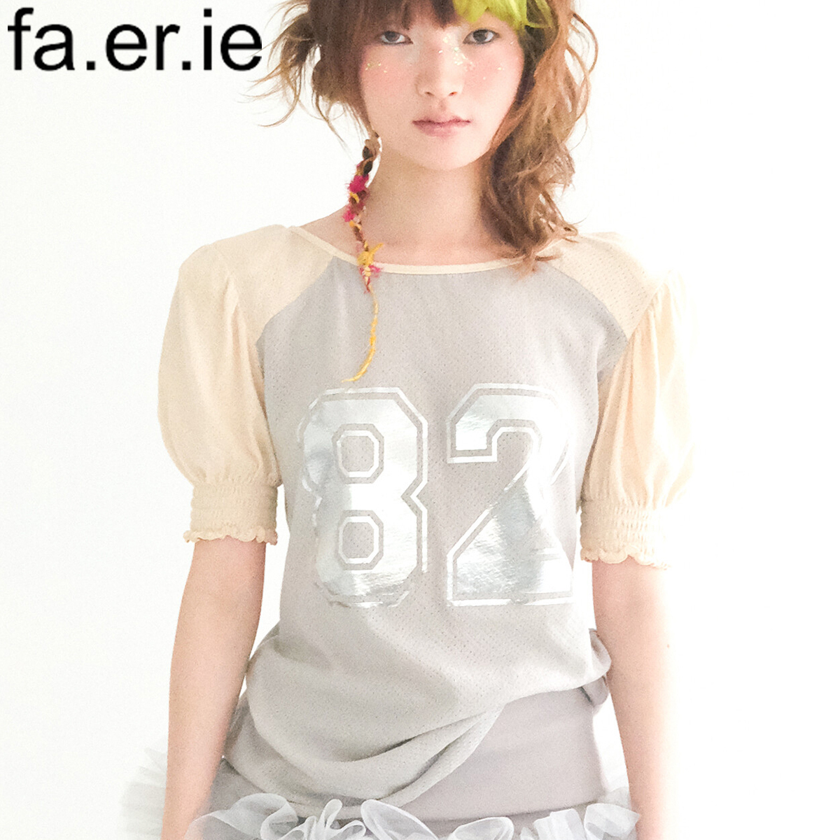 ★fa.er.ie★pad shoulder raglan half top (beige)★韓国送料込
