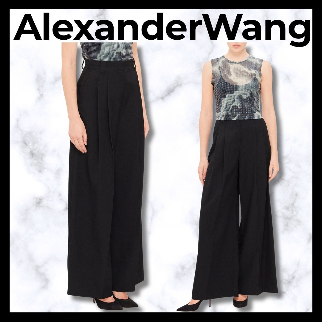 Alexander Wang■ハイウエストワイドレッグパンツ エレガント 黒