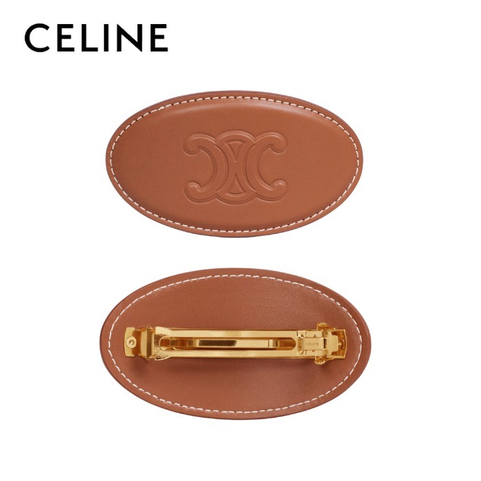 すぐ届く♪CELINE ヘアクリップ / カーフスキン＆スチール