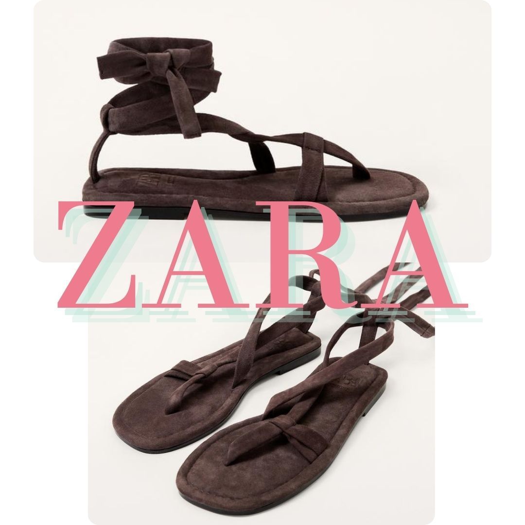 ZARA フラットストラップ レザーサンダル LIMITED EDITION