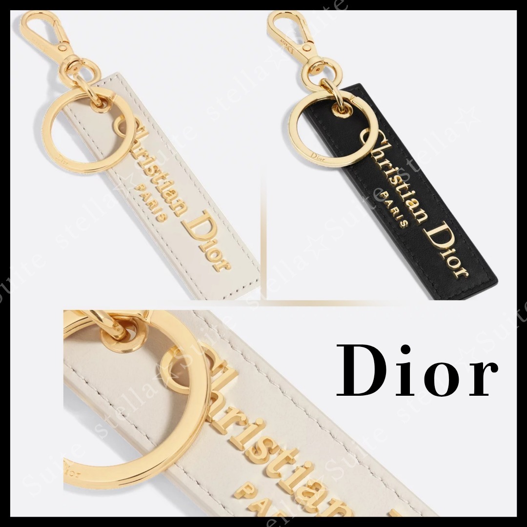 国内発送【Dior】ロゴキーホルダー☆バッグチャーム★レザータグ