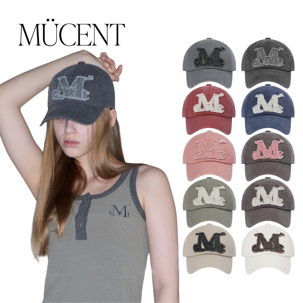 ★MUCENT★ Vintage Wash Applique Ballcap