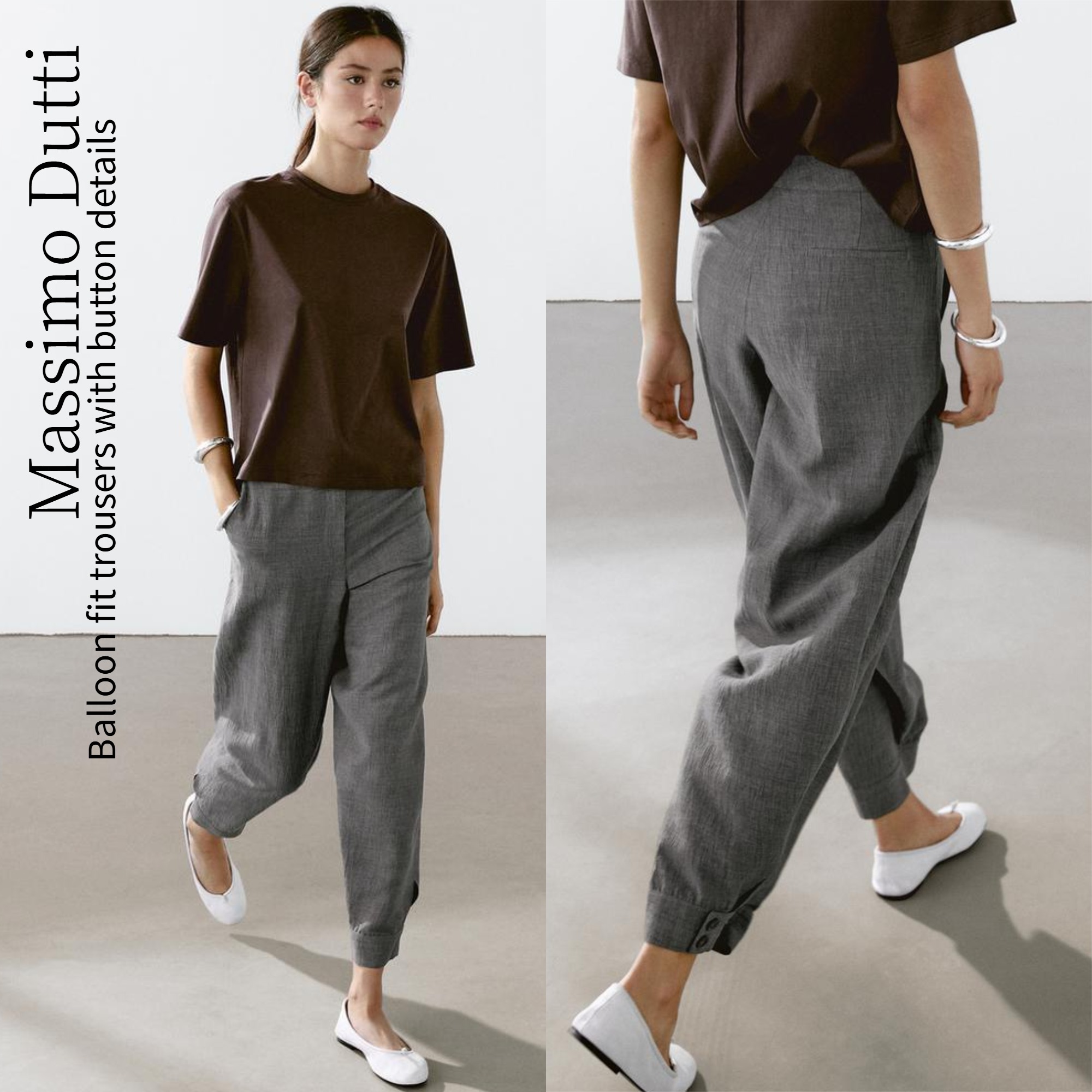 Massimo Dutti【NEW】Balloon fit trousers with button details