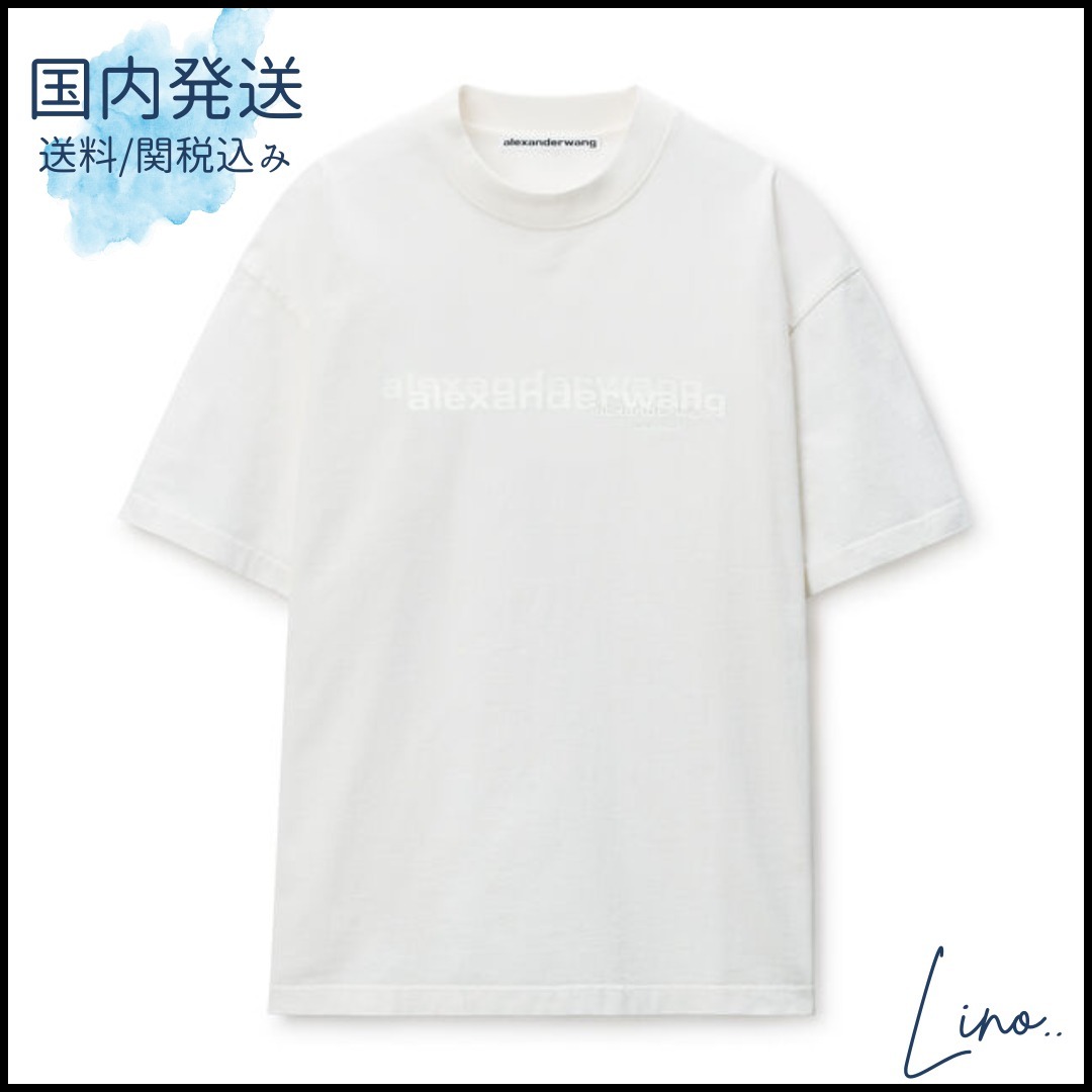 【Alexander Wang】ホワイトコットンオーバーサイズロゴTシャツ