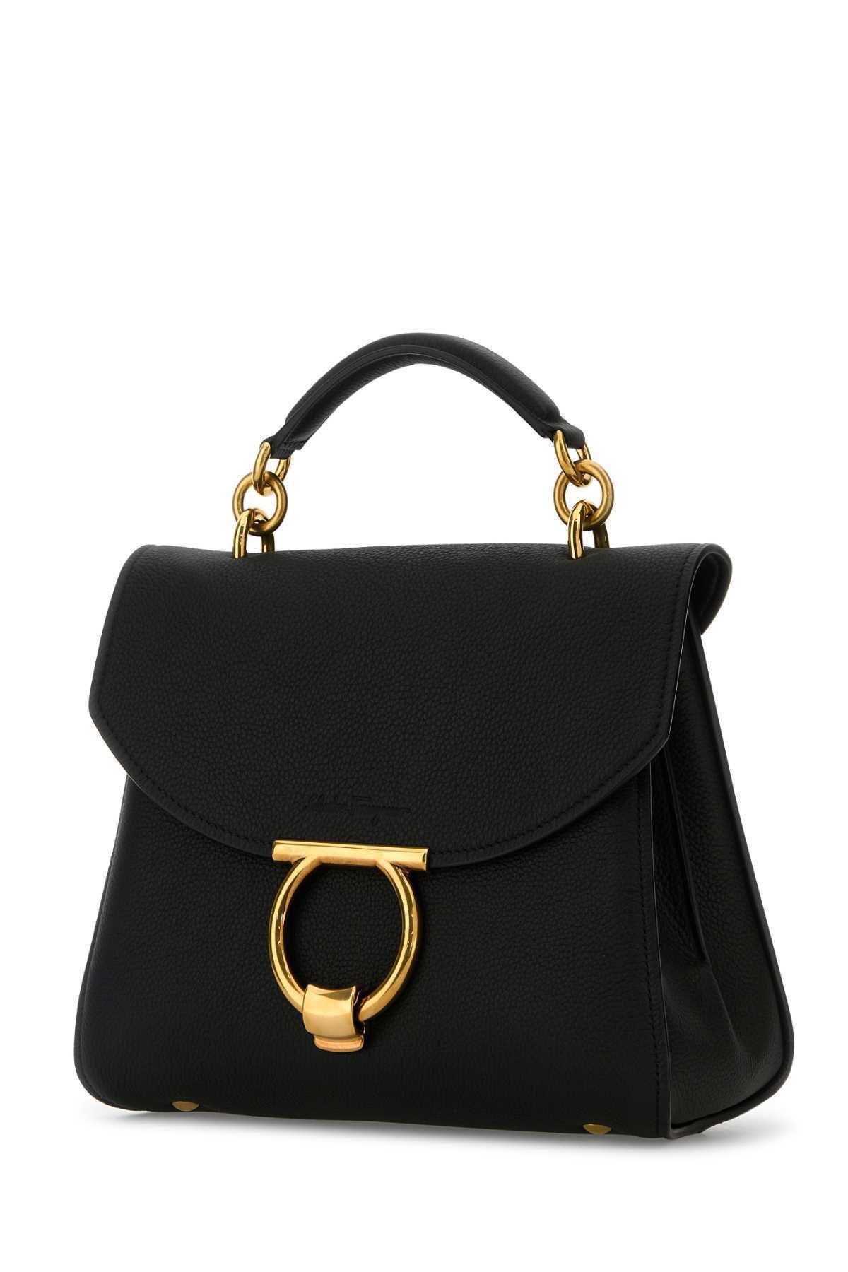 【関税&送料込】Salvatore Ferragamo Black Leather Margot Han