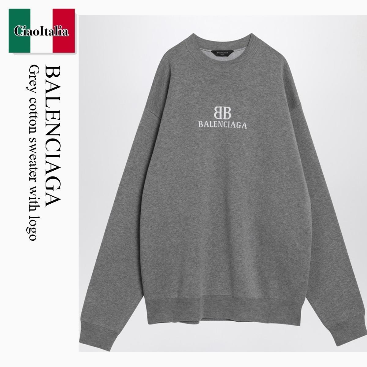スウェット・トレーナー Balenciaga Grey Cotton Sweater With Logo