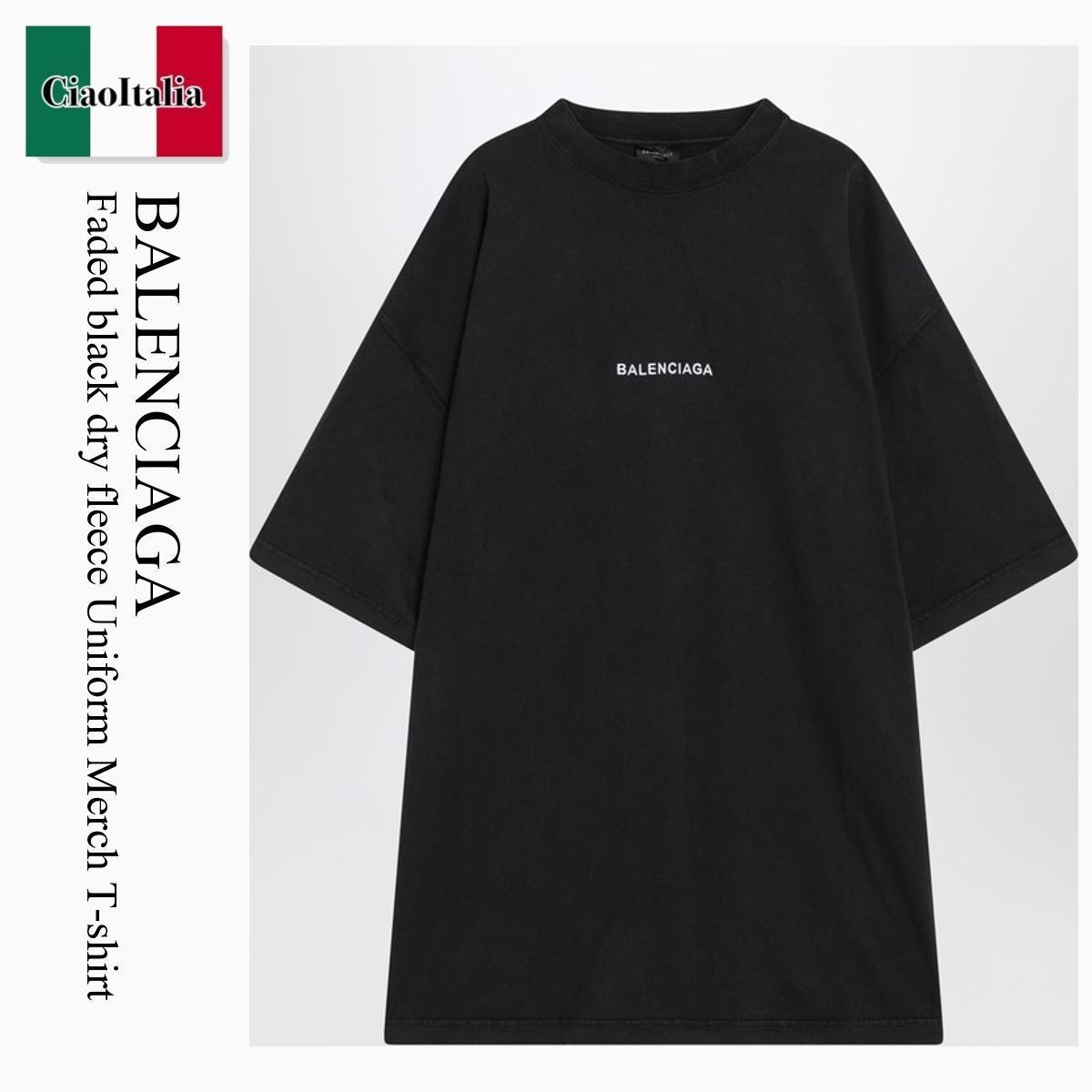 Tシャツ・カットソー Balenciaga Faded Black Dry Fleece Uniform Merch T-Shirt