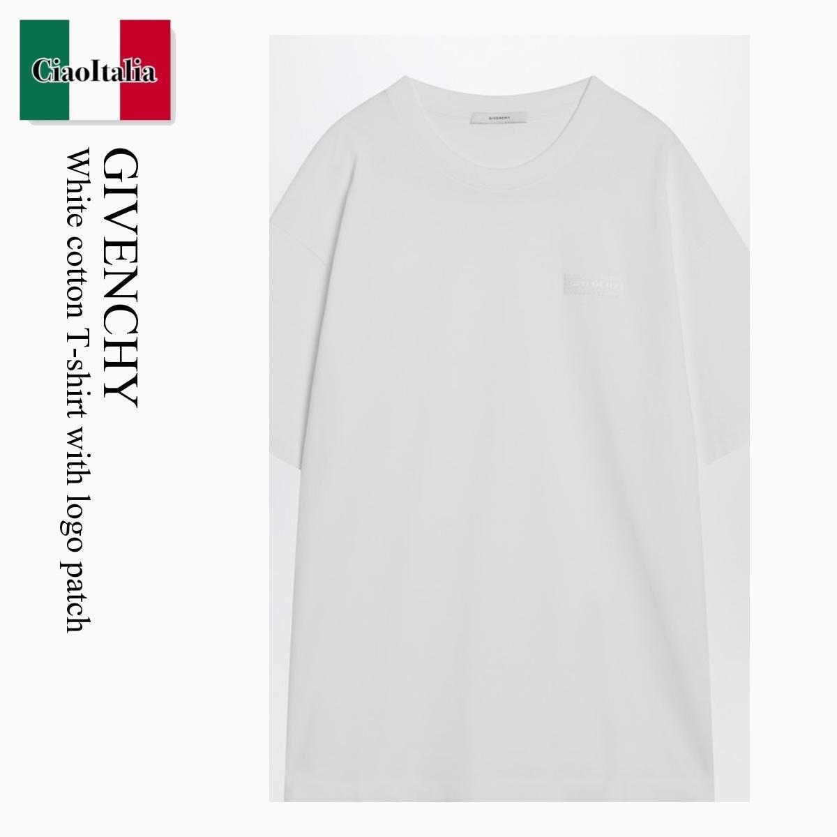 Tシャツ・カットソー Givenchy White Cotton T-Shirt With Logo Patch