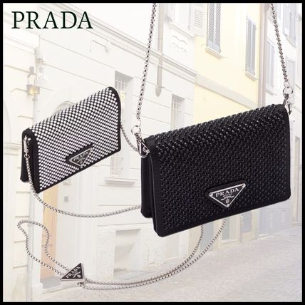 国内即送 PRADA チェーンストラップ付カードホルダー 1MR022 チェーン PRADA(プラダ) カードケース・名刺入れ(レディース