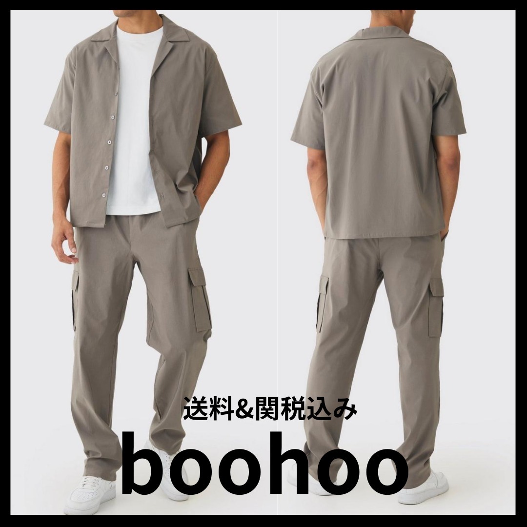 《boohoo》リビア ベンガリン シャツ & カーゴパンツ セット