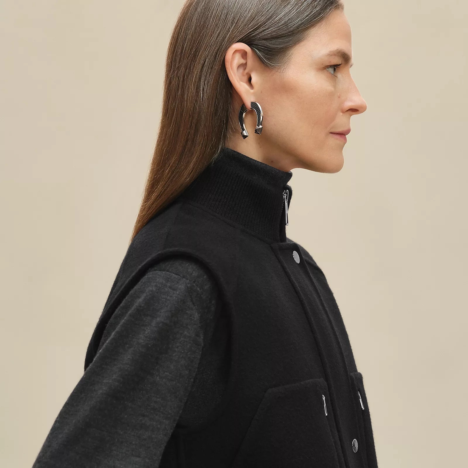 HERMES 25AW《ボンバー風ベスト》ダブルフェイスカシミア 直営店