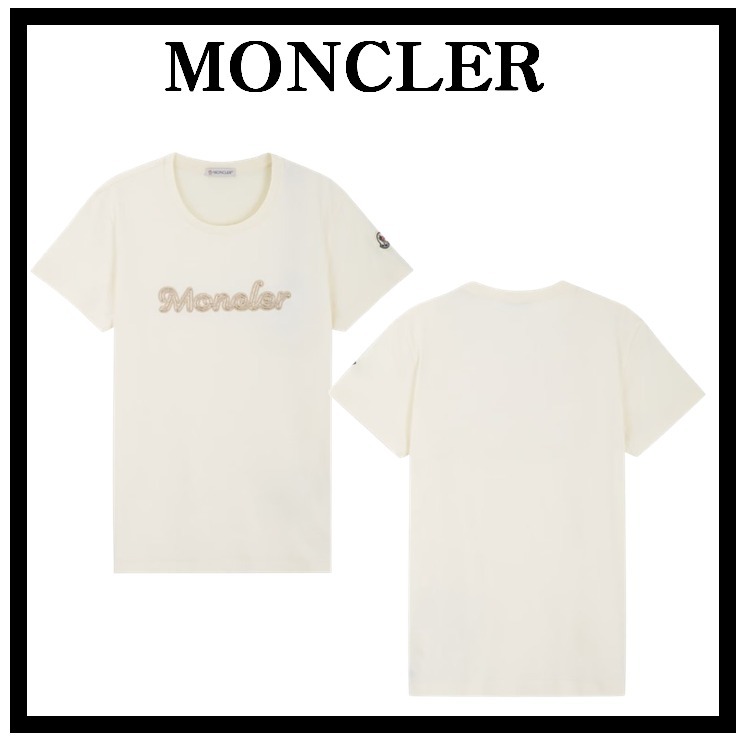 ★関税込★MONCLER★パール ロゴ刺繍 クルーネック Tシャツ★