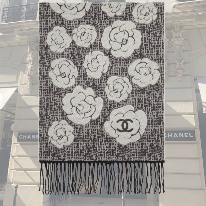 ★25メティエダール★【CHANEL】カシミア カメリアストール