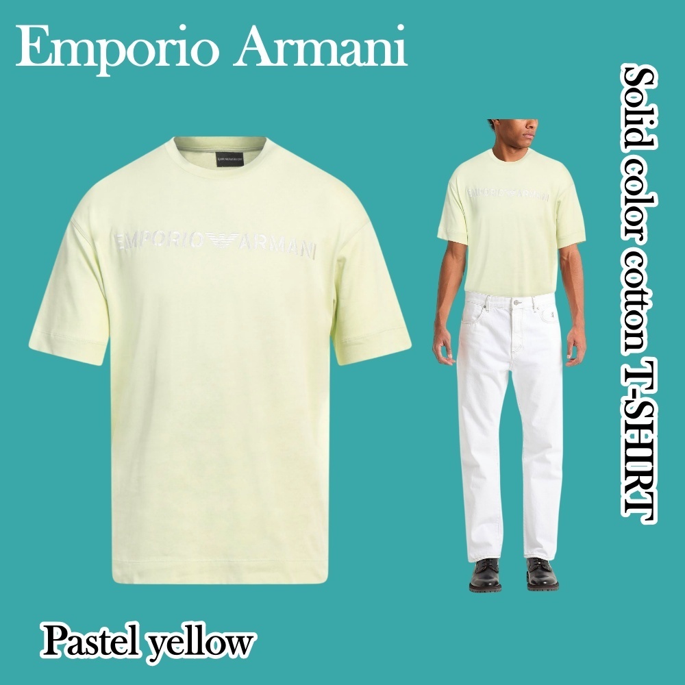 ◆EMPORIO ARMANI ソリッドカラーコットンTシャツ