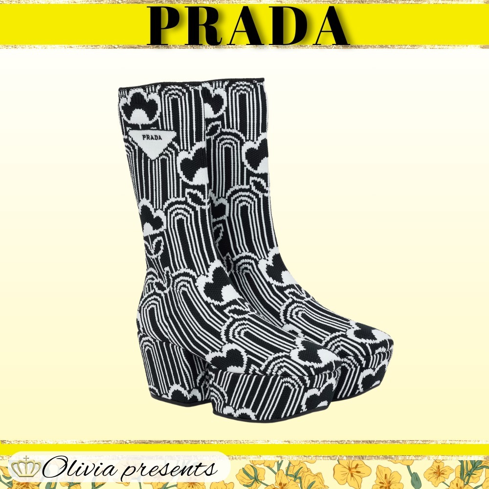 【PRADA】ジャカードプラットフォームアンクルブーツ