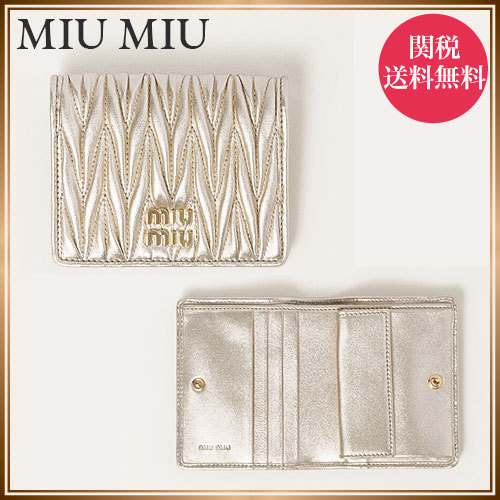 関税込☆ MIUMIU ミュウミュウ マテラッセレザー 折り財布