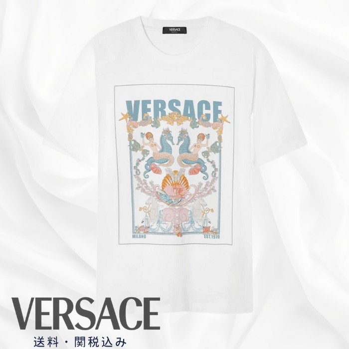 【送料&関税込】Versace Coral theatre postcard T-shirt（白）