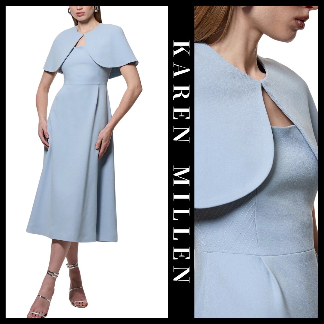 KAREN MILLEN 日本未入荷 ケープ テーラード ミディ クレープ
