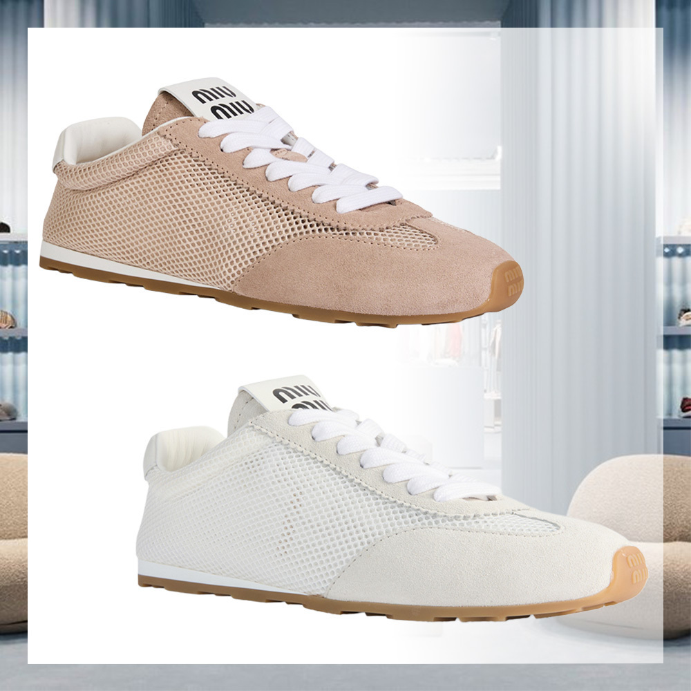 MiuMiu Mesh And Suede Sneakers スニーカー カジュアル ロゴ