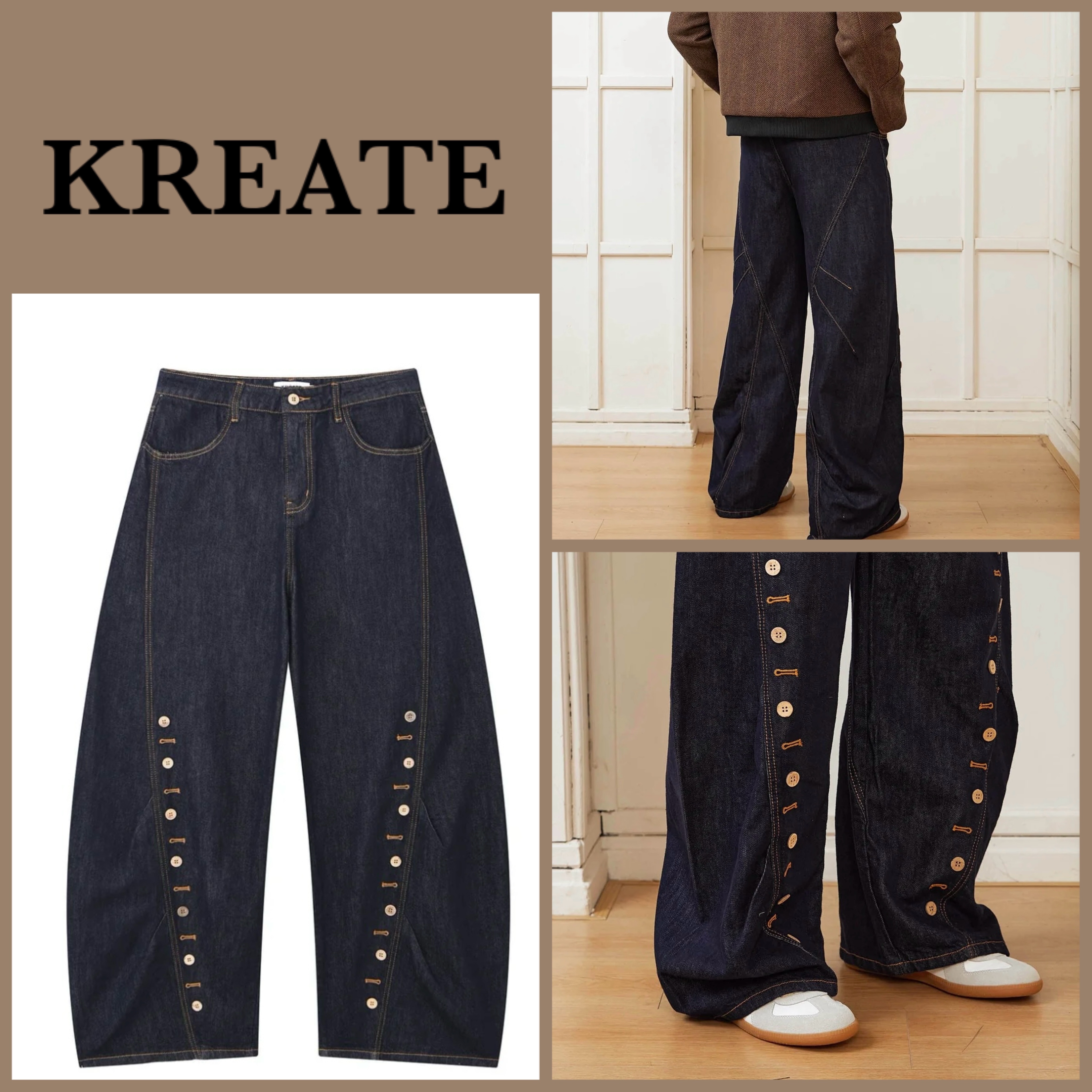 日本未入荷【KREATE】ボタントリムフレアジーンズ