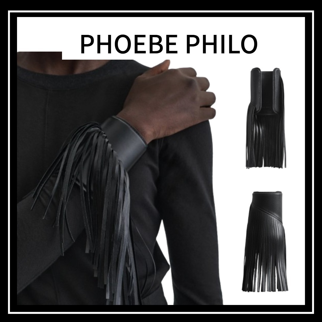 PHOEBE PHILO ブラックスエードのフリンジカフ
