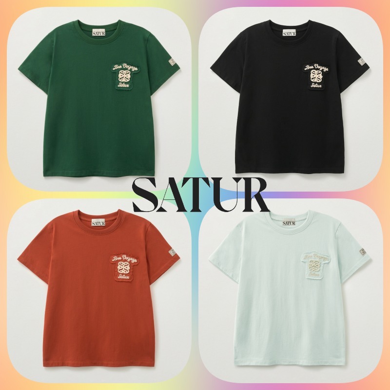 【SATUR】25SS/送料税込(W)Bon Voyage Raw-Cut Applique T-Shirt