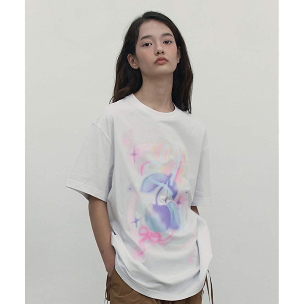 ★KIRSH★ Cherry Blur Graphic T-Shirt White
