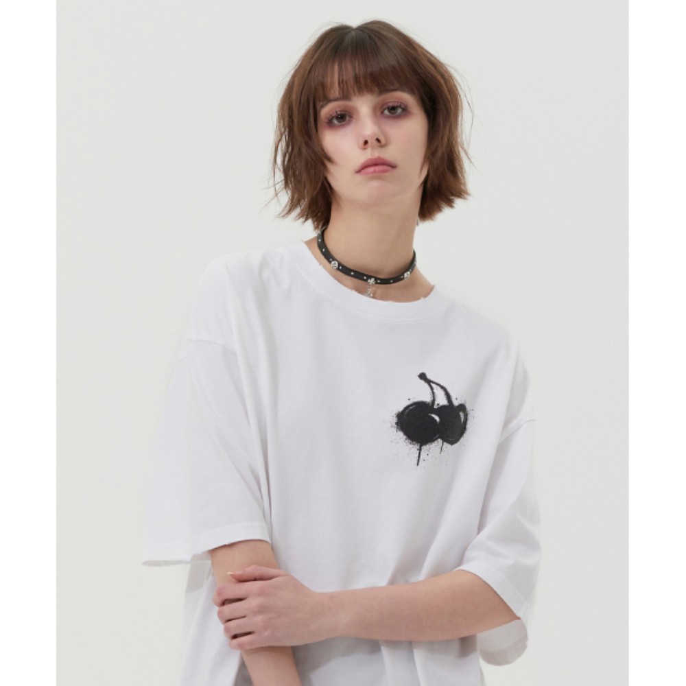 ★KIRSH★ Melting Cherry Pigment Washing T-shirt White