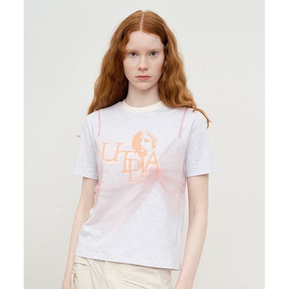 ★KIRSH★ Collection Rework Graphic T-Shirt Melange Grey