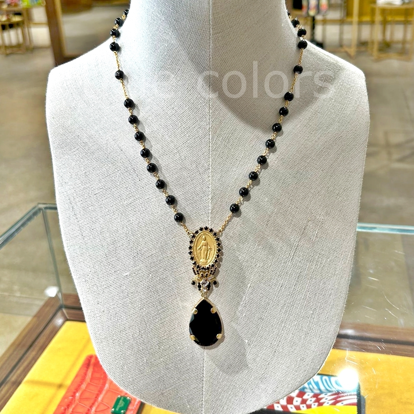 DOLCE&GABBANA クリスタルラインストーン ロザリオ風ネックレス