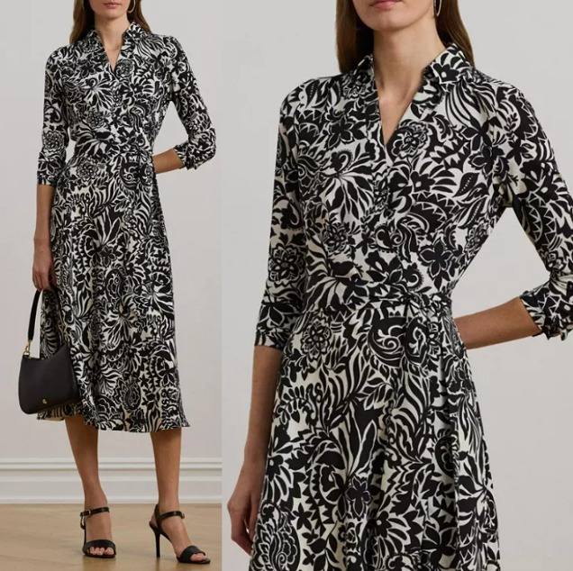 Ralph Lauren 花柄サッシュベルトクレープワンピース