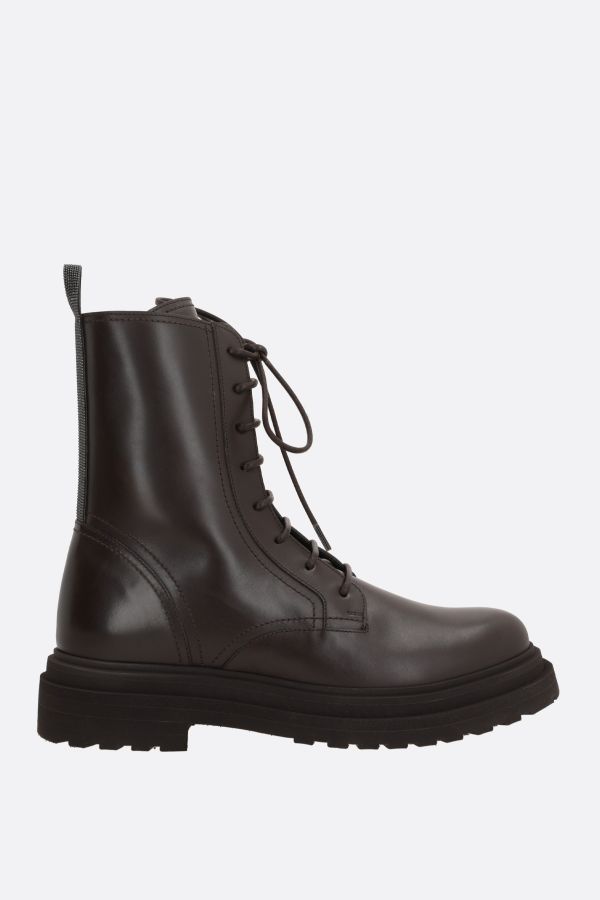 シューズ・サンダルその他 BRUNELLO CUCINELLI SMOOTH LEATHER LACE-UP BOOTS WITH MONILI
