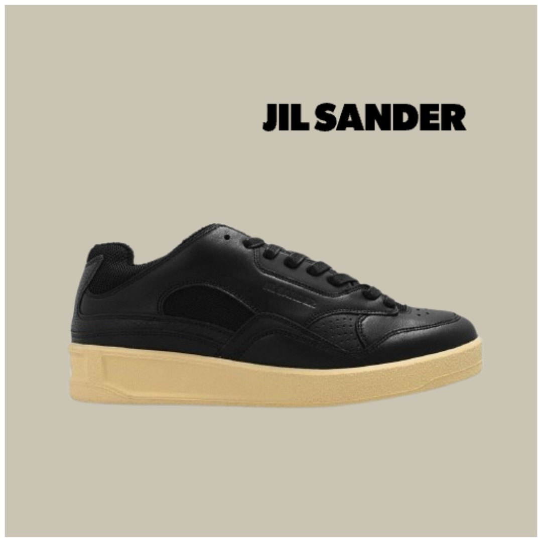 JIL SANDER ラウンドトゥ レースアップ スニーカー ブラック
