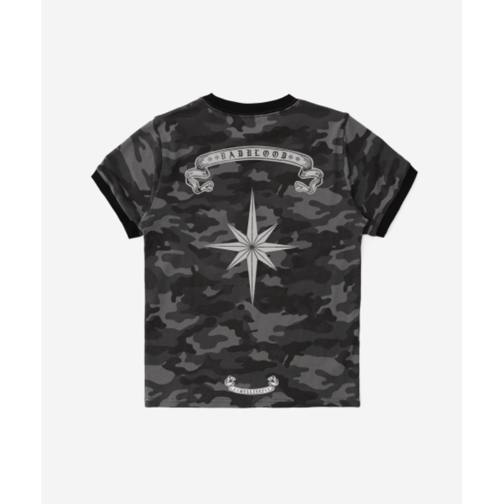 ★BADBLOOD★ Cosmo Reflective Ringer T-Shirt Black Camo