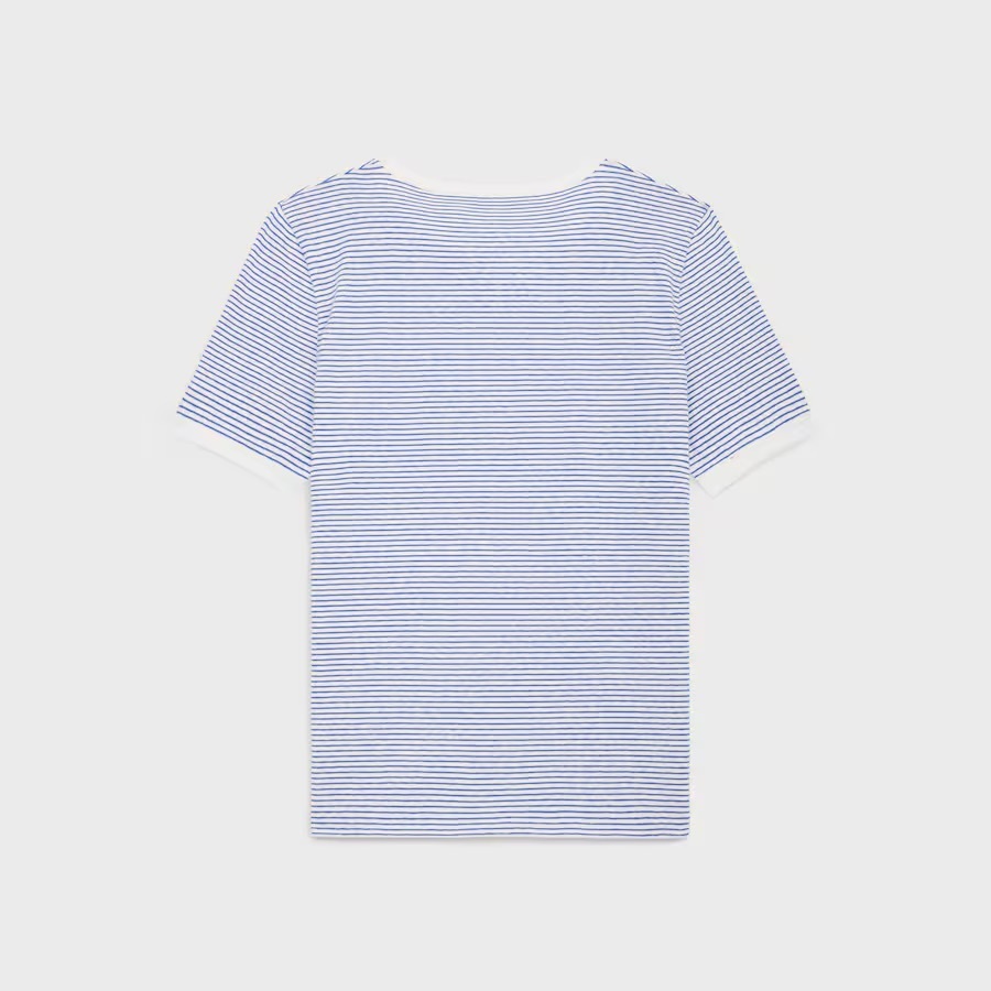 CELINE 25夏《70's Tシャツ》ストライプ ホワイト/ブルー 直営店