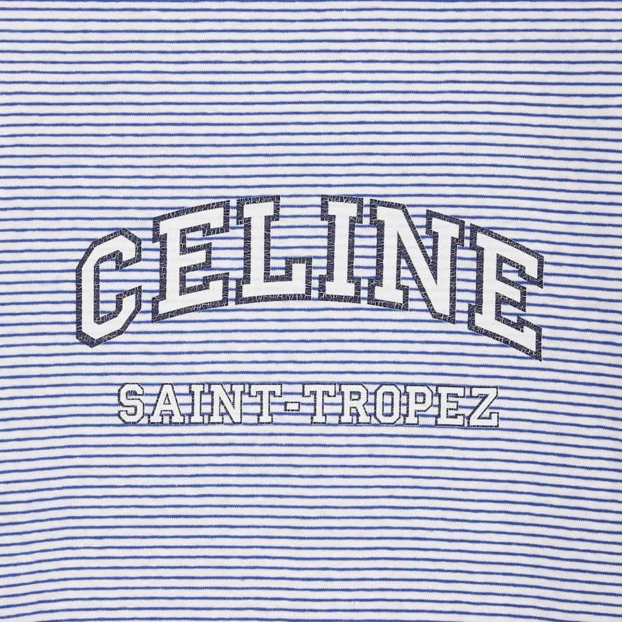 CELINE 25夏《70's Tシャツ》ストライプ ホワイト/ブルー 直営店