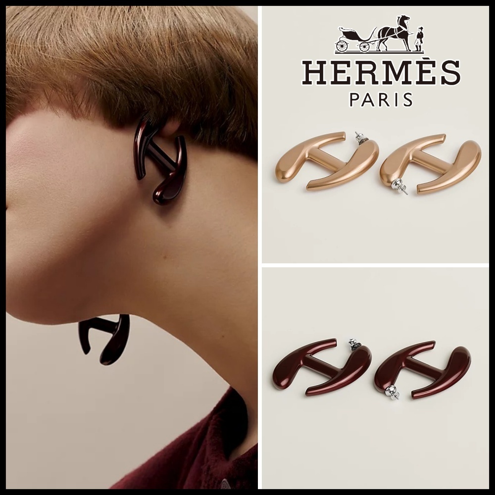 日本未発売★Hermes 艶感あるカラーがおしゃれ♪Nautique ピアス