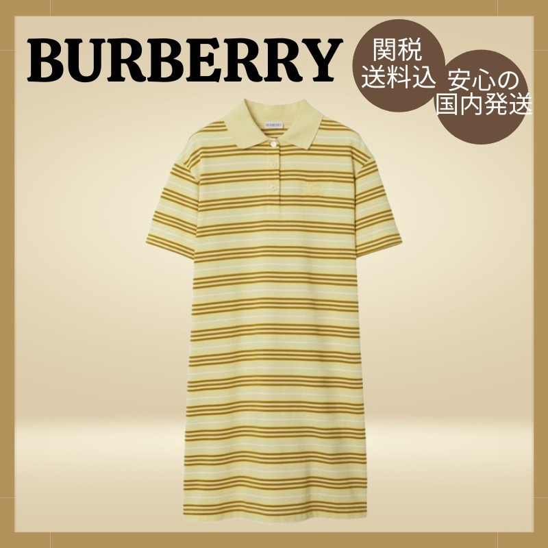 ★Burberry★ Yellow ストライプ ポロシャツワンピース