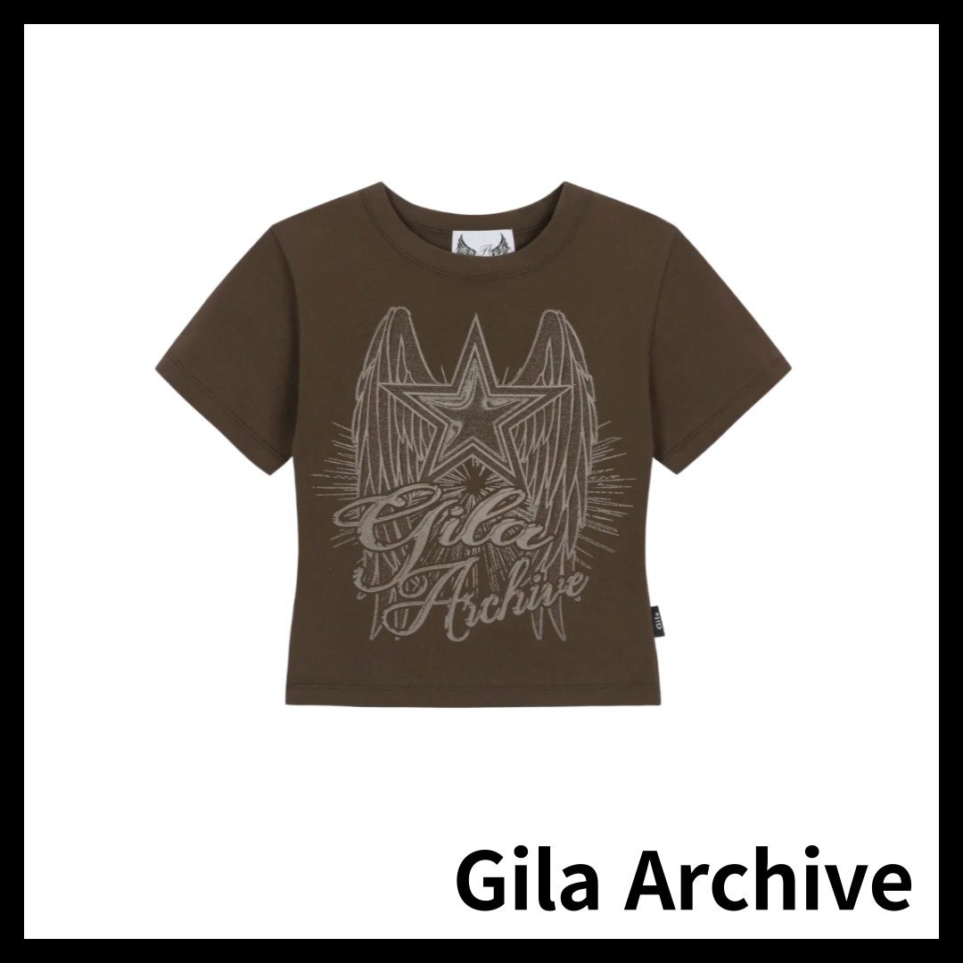 Tシャツ・カットソー [Gila Archive] STAR WING CROP T-SHIRT_BR GL25SUTP02BR