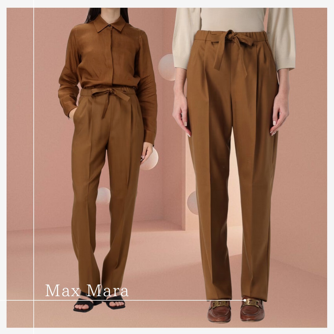格上カジュアル【Max Mara】ウールストレートヘムラインパンツ