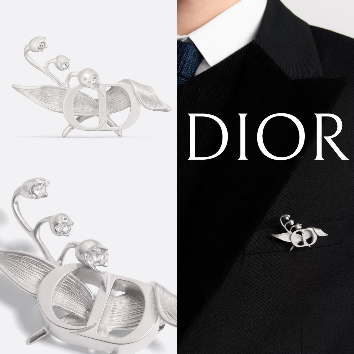 国内完売*DIOR*CD Lily of the Valley ブローチ 925シルバー