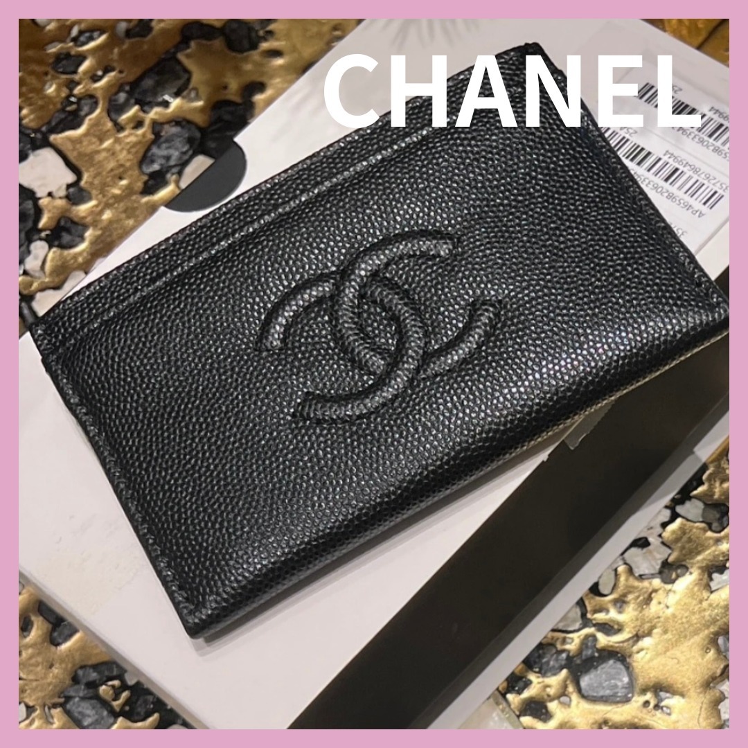 【限定デザイン モードなオールブラック】CHANEL カードケース