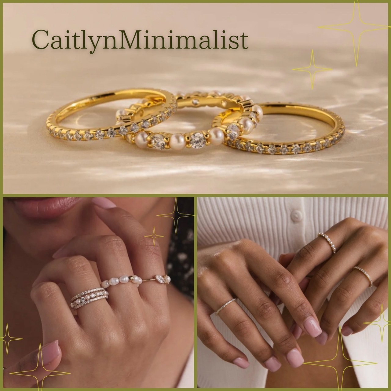【CaitlynMinimalist】Diamond Eternity Ring Set