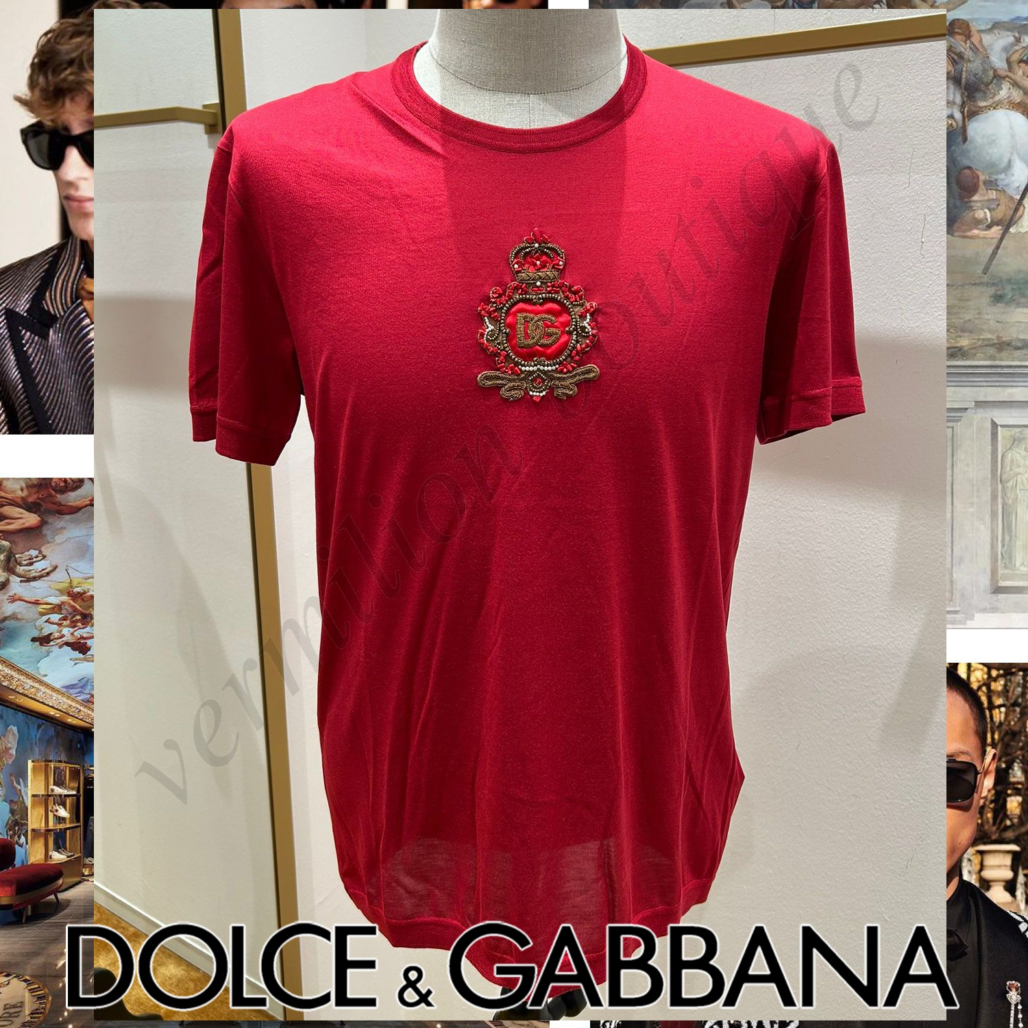 Dolce & Gabbana DG クラウン 半袖Tシャツ レッド