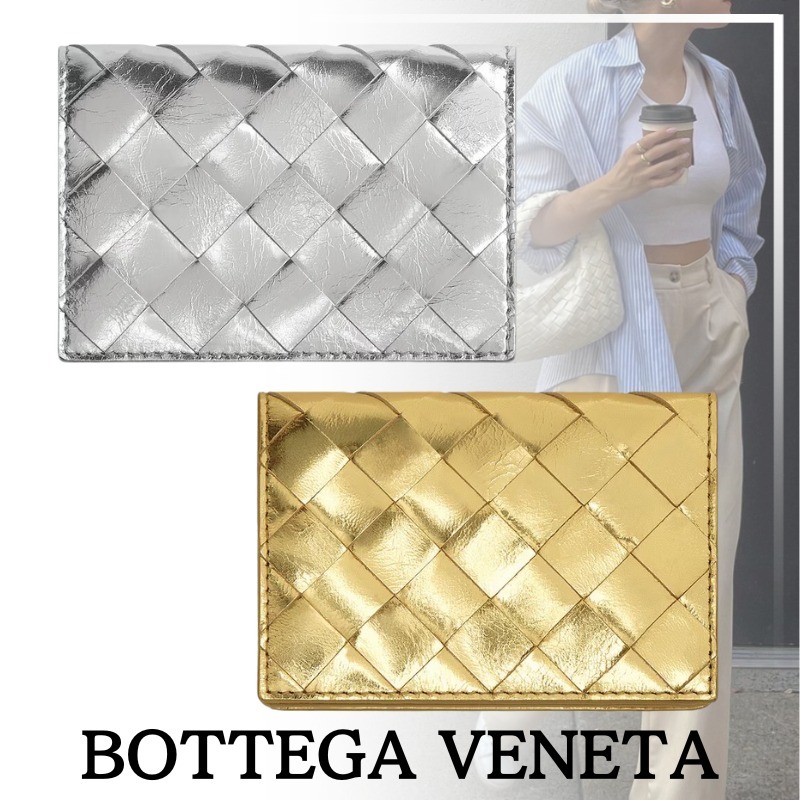 話題◆BOTTEGA VENETA Intrecciato 二つ折り 名刺入れ キラキラ