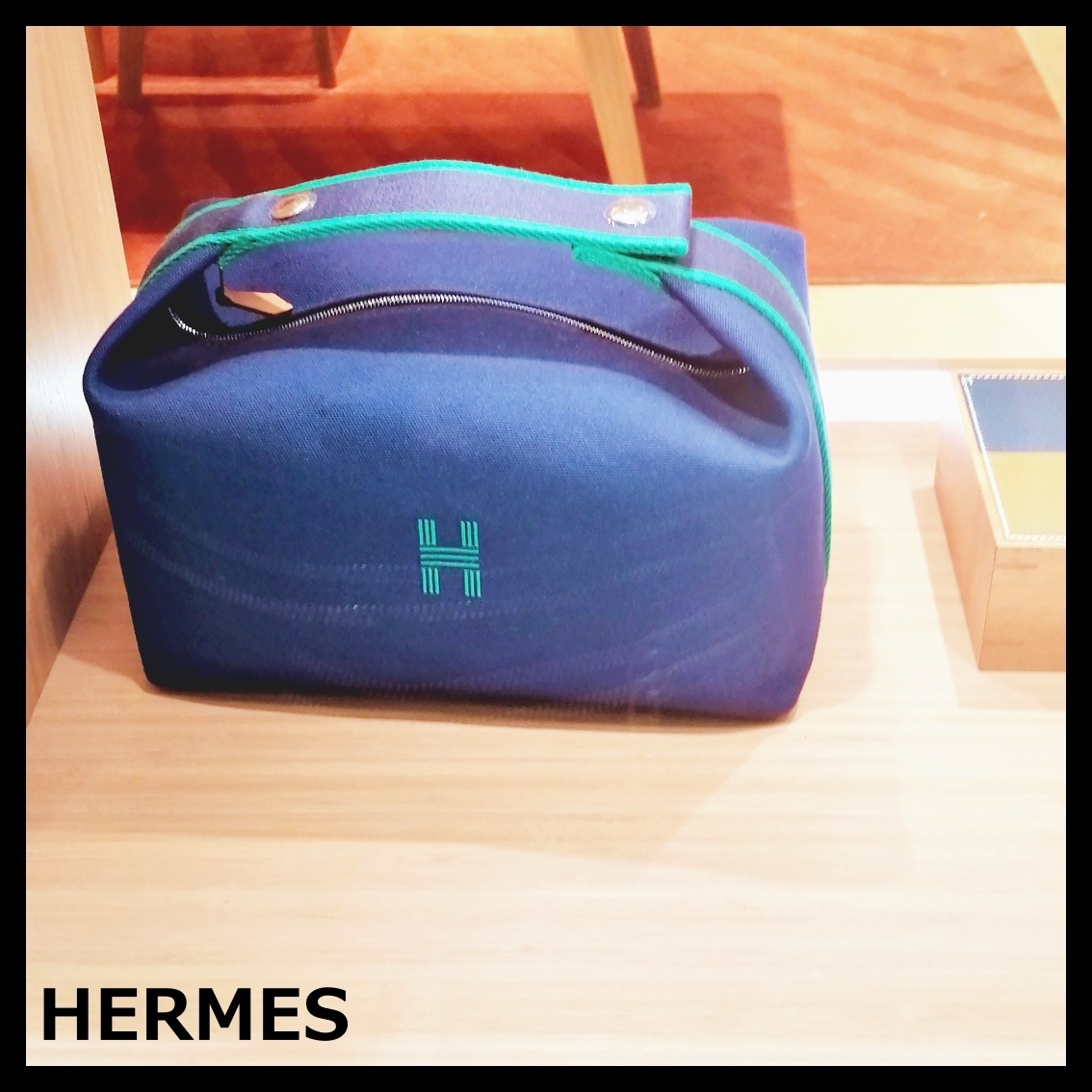 HERMES エルメス ポーチ ブリッドアブラック GM Bride-a-Brac 青