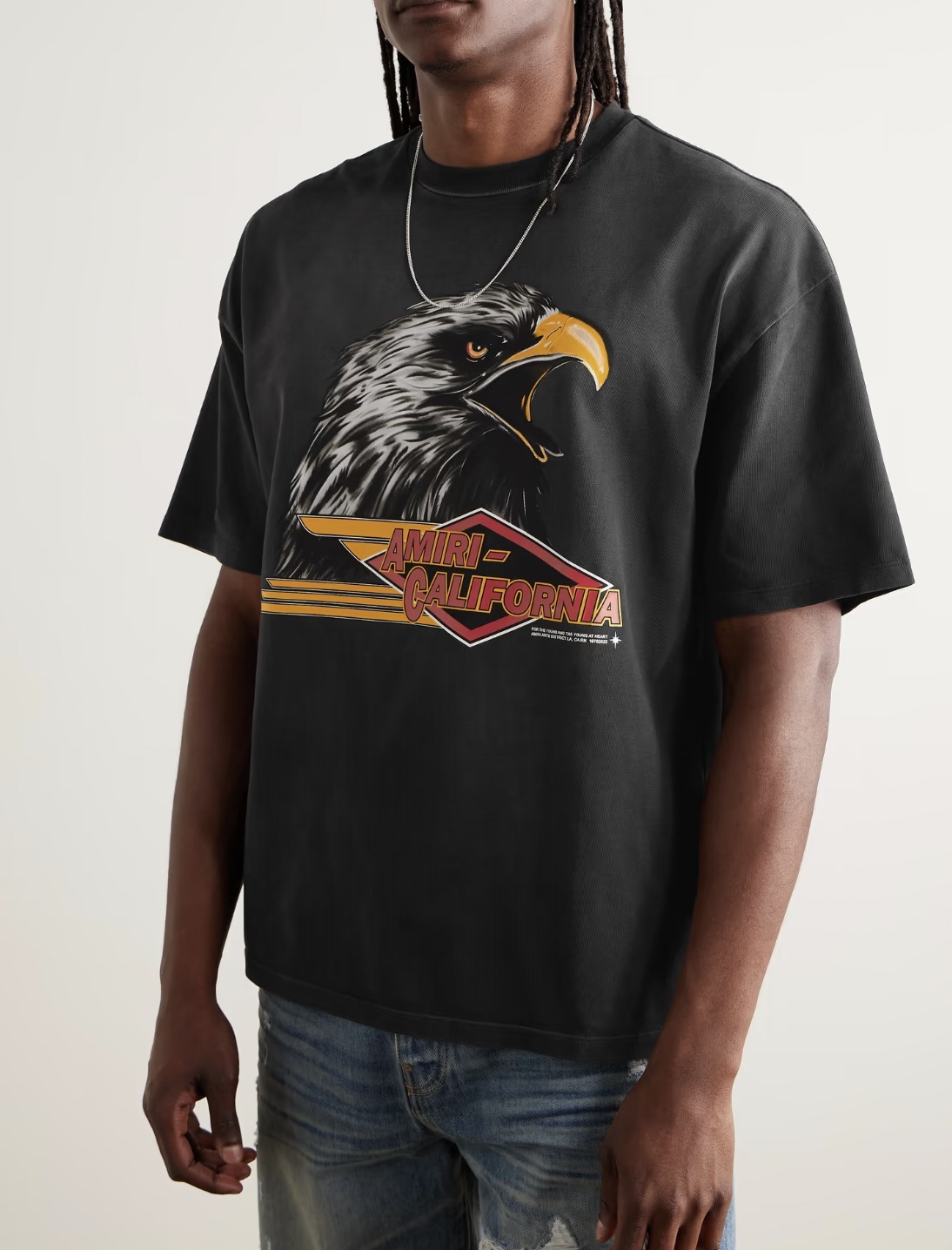”AMIRI” イーグル ロゴ プリント コットン Tシャツ